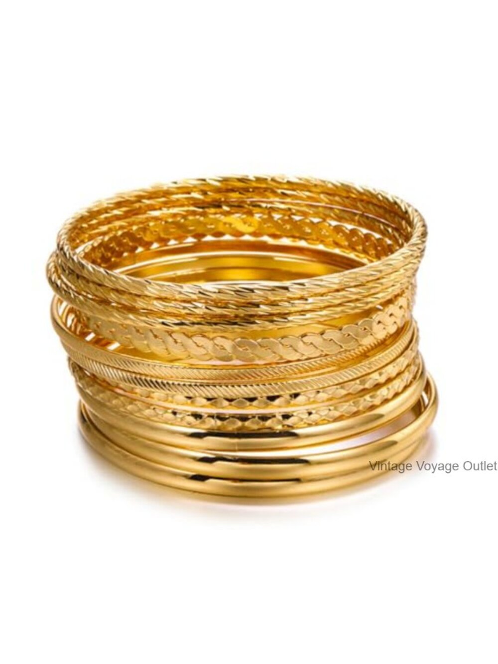 Stackable Textured Bangle Bracelet Set for Women Layering